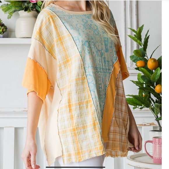 Oli and Hali Mineral Washed Mixed Fabric Top Shirt - Picture 3 of 4